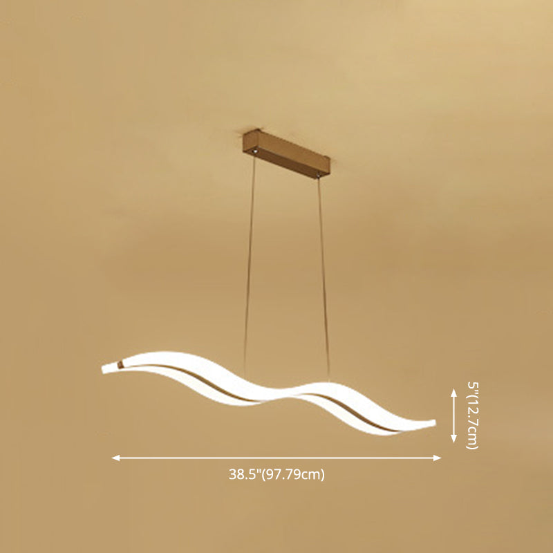 Acrylic White LED Island Light in Modern Concise Style Iron Linear Pendant Light for Dining Room