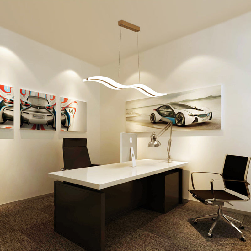 Acrylic White LED Island Light in Modern Concise Style Iron Linear Pendant Light for Dining Room