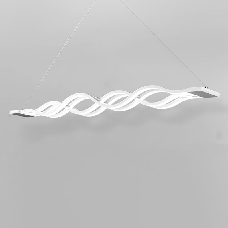 White Linear LED Island Light in Modern Simplicity Iron 4-Light Pendant Light with Acrylic Shade