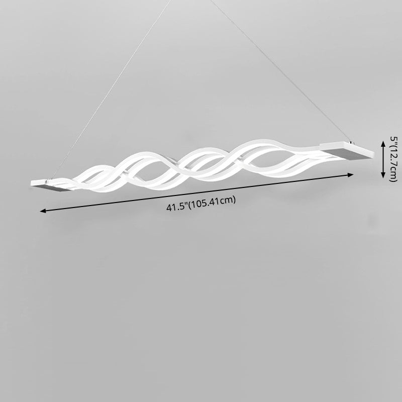 White Linear LED Island Light in Modern Simplicity Iron 4-Light Pendant Light with Acrylic Shade