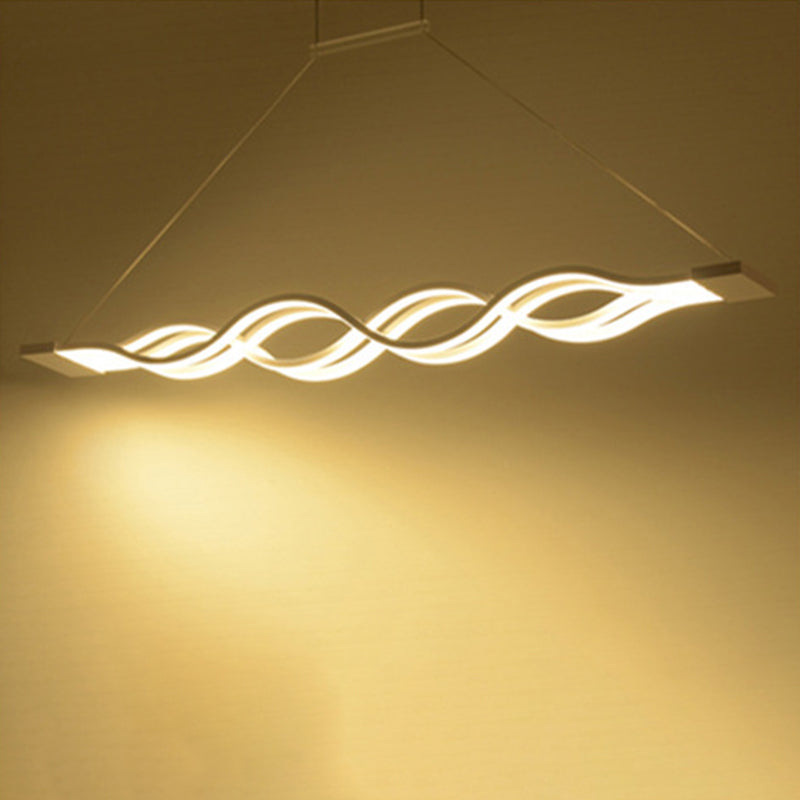 White Linear LED Island Light in Modern Simplicity Iron 4-Light Pendant Light with Acrylic Shade