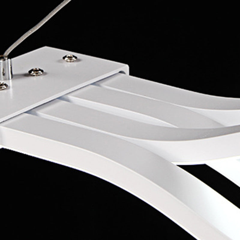 White Linear LED Island Light in Modern Simplicity Iron 4-Light Pendant Light with Acrylic Shade