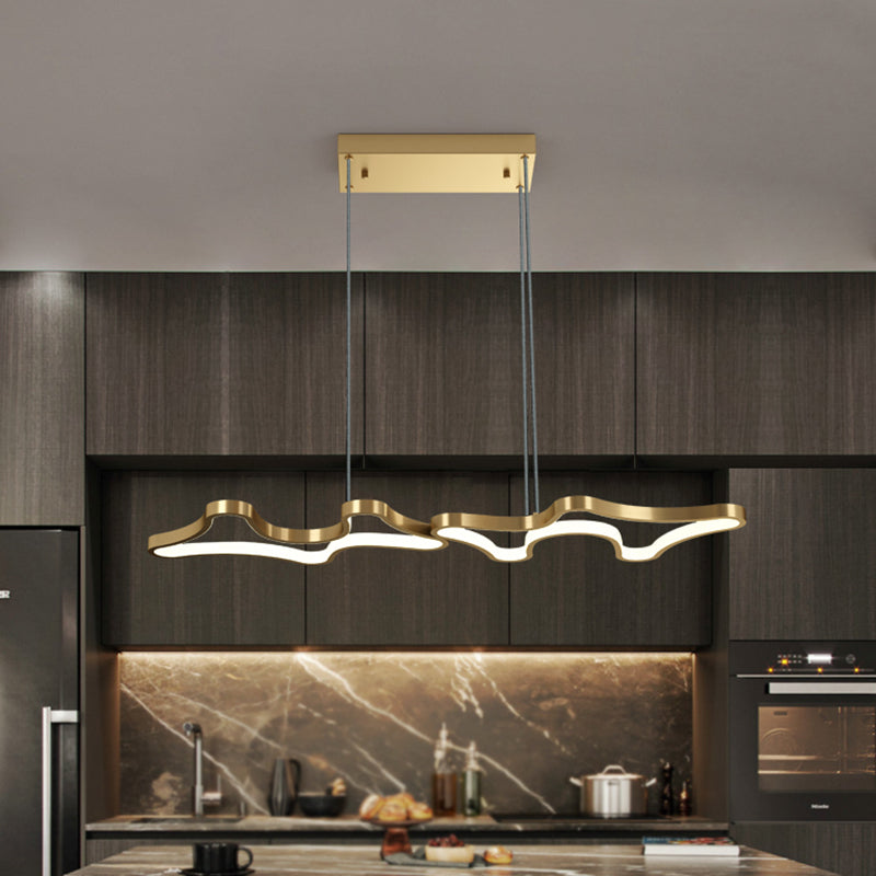 Luci del lampadario dell'isola moderna lineare Luci a soffitto a led in metallo per sala da pranzo