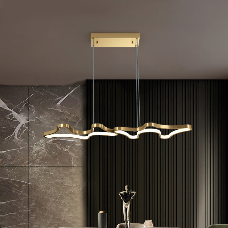 Luci del lampadario dell'isola moderna lineare Luci a soffitto a led in metallo per sala da pranzo