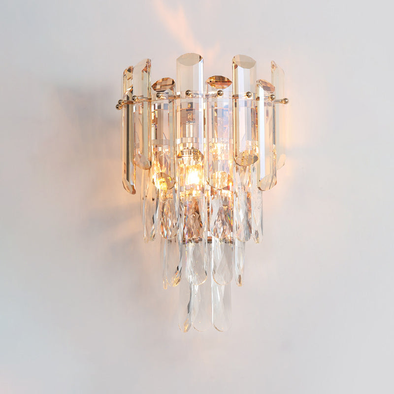 Pronzo della parete geometrica cristallina in moderna luce da parete a 2 luci in stile di lusso per spazi interni