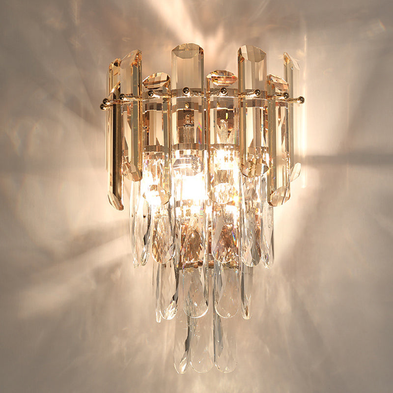Pronzo della parete geometrica cristallina in moderna luce da parete a 2 luci in stile di lusso per spazi interni
