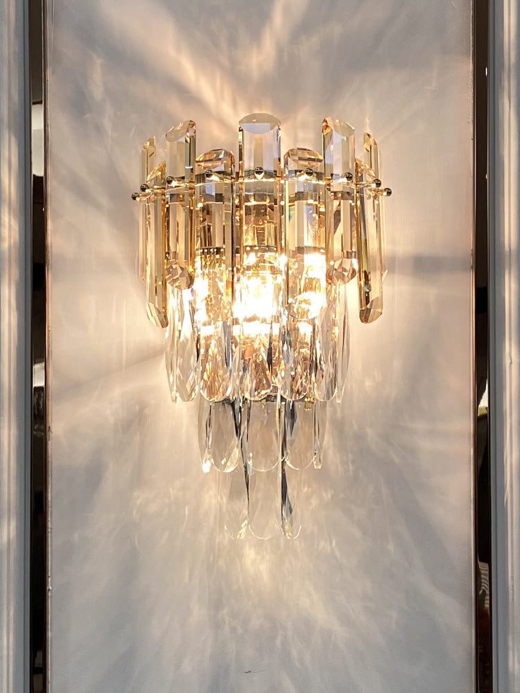 Pronzo della parete geometrica cristallina in moderna luce da parete a 2 luci in stile di lusso per spazi interni