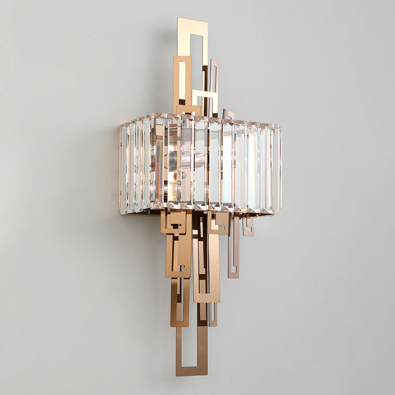 Disconce da parete a 2 luci oro nella moderna lampada da parete in metallo elettroplato in stile creativo con tonalità di cristallo