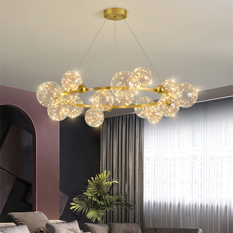 Modern Pendant Chandelier Circular Chandelier Hanging Light Glass Globe Chandelier