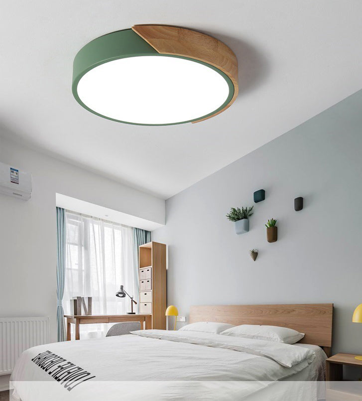 Green 1-Light Flush Mount Fixture Modern Style Acrylic Round Flush Ceiling Lights