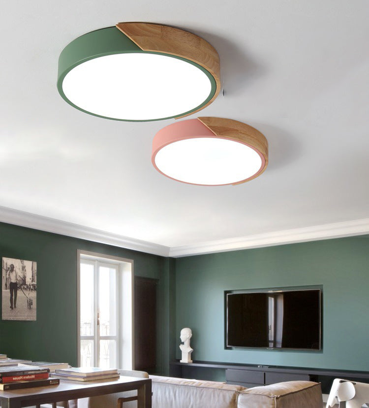 Green 1-Light Flush Mount Fixture Modern Style Acrylic Round Flush Ceiling Lights