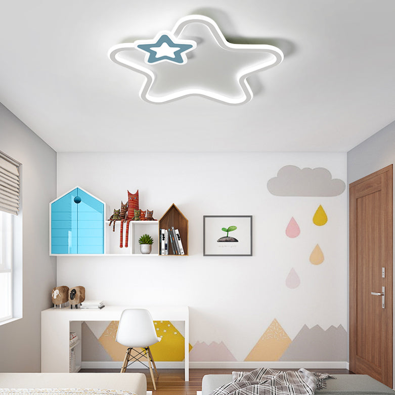 Kids Flush Mount Light Metal LED Pentagon Ceiling Mount Light Fixture for Bedroom