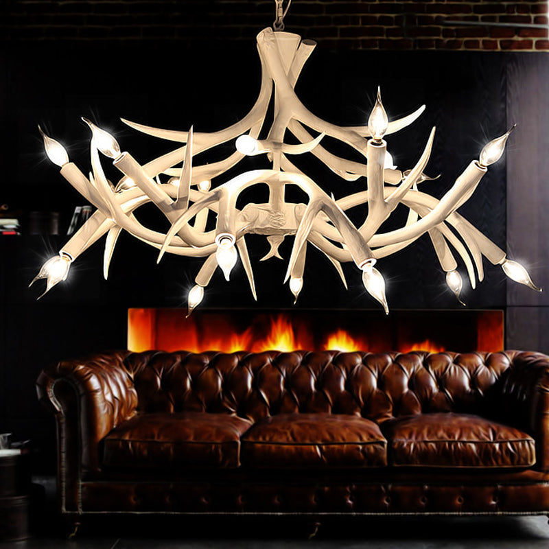 Resin Sputnik Chandelier Lamp Contemporary 22-Head Dining Room Pendant Ceiling Light in White
