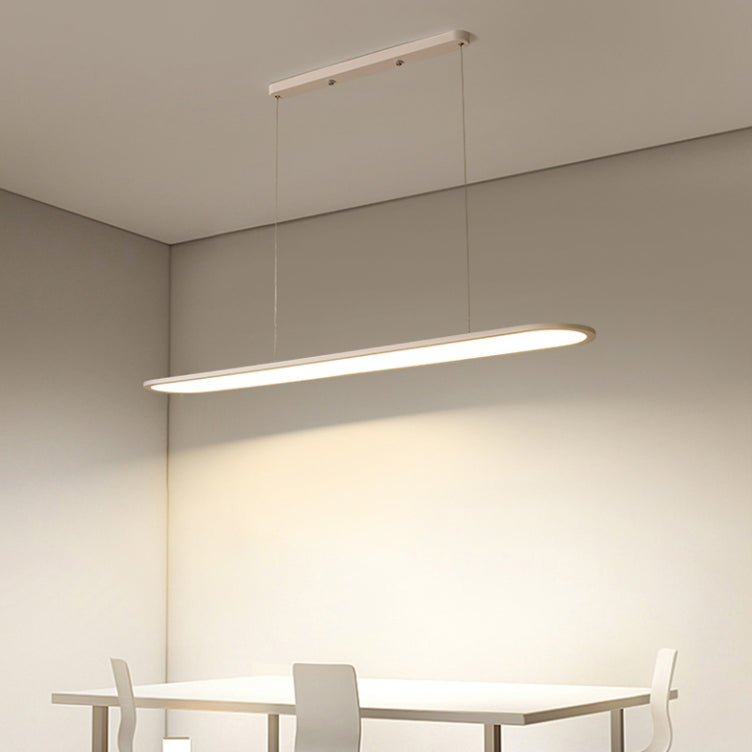 Adjustable Length 1 Light Oval island Lights Modern Chandelier Metal Island Lighting in White
