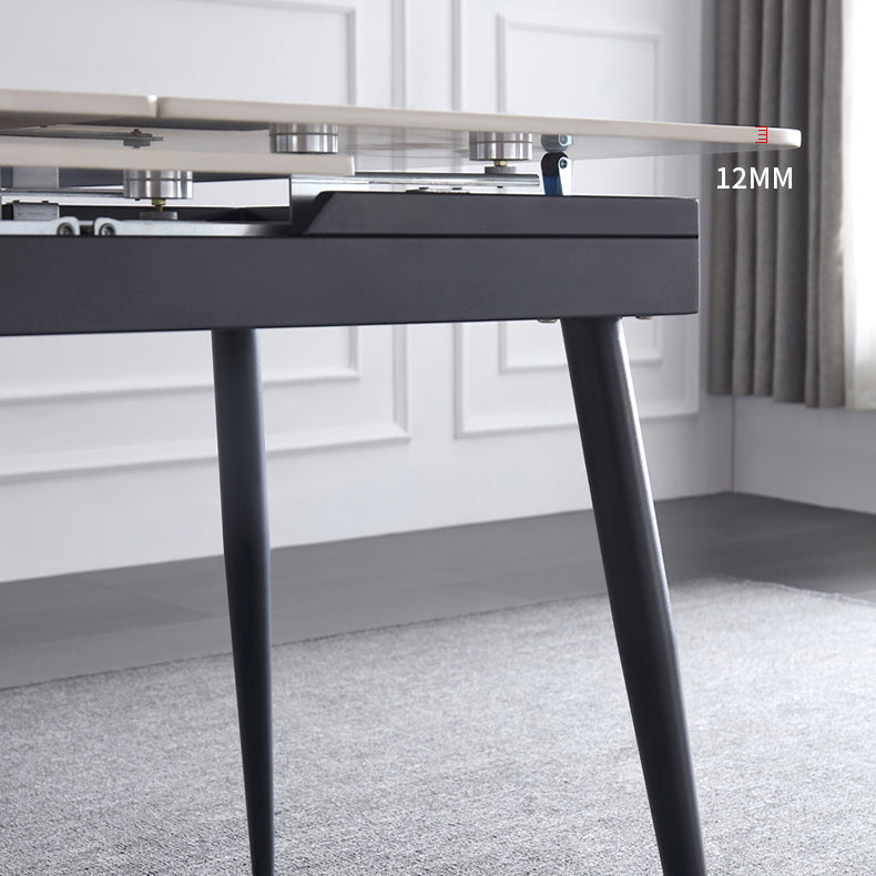 Rectangle Contemporary Sintered Stone Dining Room Set with Removable Leaf Dining Furniture Set