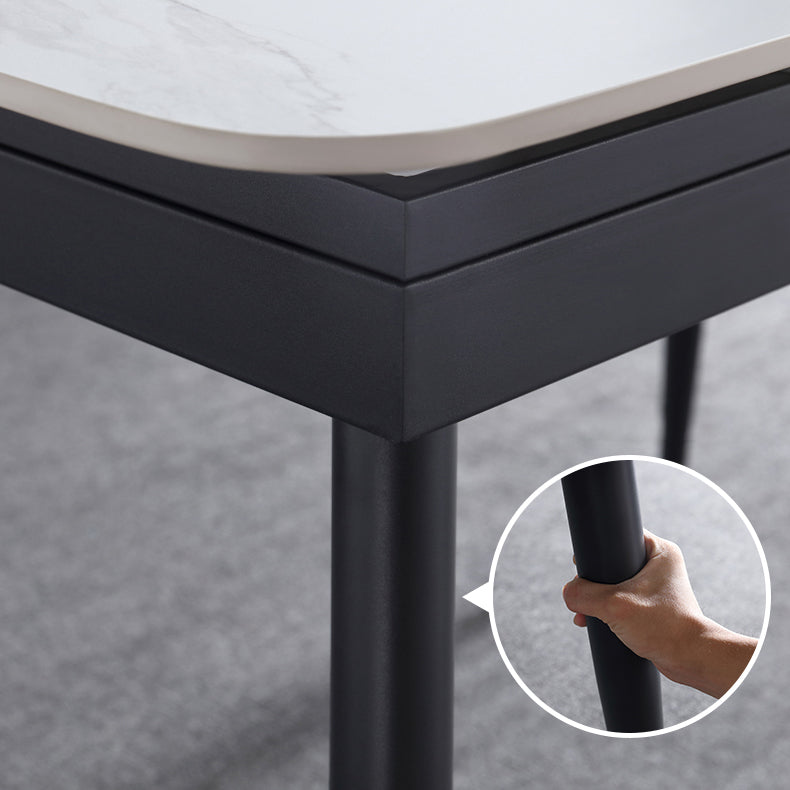 Rectangle Contemporary Sintered Stone Dining Room Set with Removable Leaf Dining Furniture Set