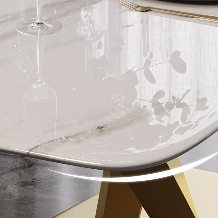 Contemporary Sintered Stone Top Dining Room Set with Rectangle Table and Pedestal Base Dinette Set