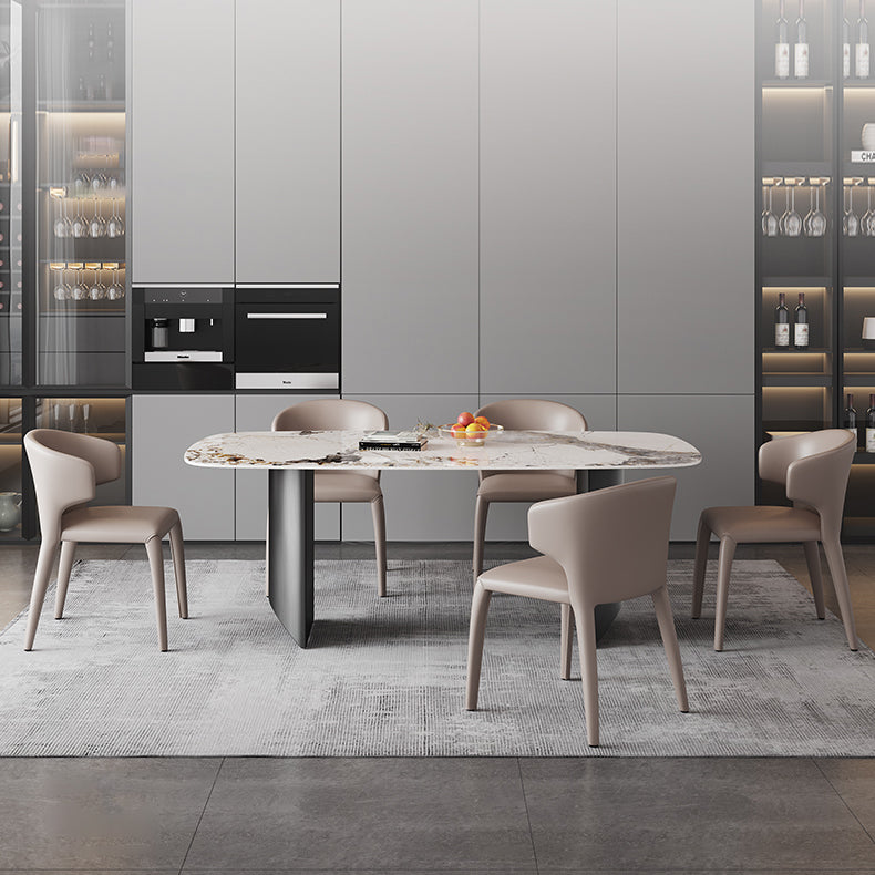 Modern Style Sintered Stone Dining Table with Rectangle Shape Standard Height Table for Home Use
