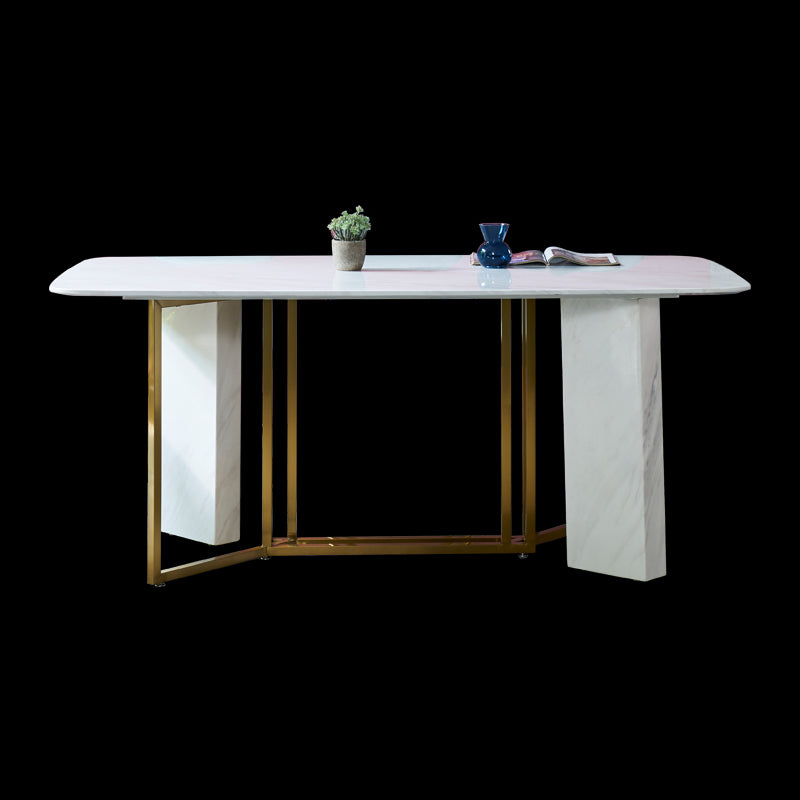 Glam Style Sintered Stone Dining Table with White Rectangle Shape Table for Home Use