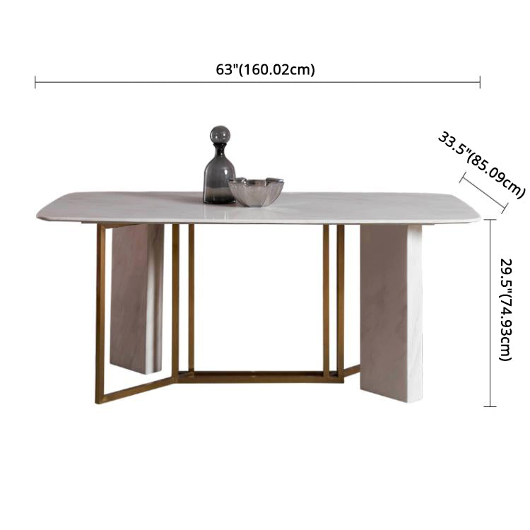 Glam Style Sintered Stone Dining Table with White Rectangle Shape Table for Home Use
