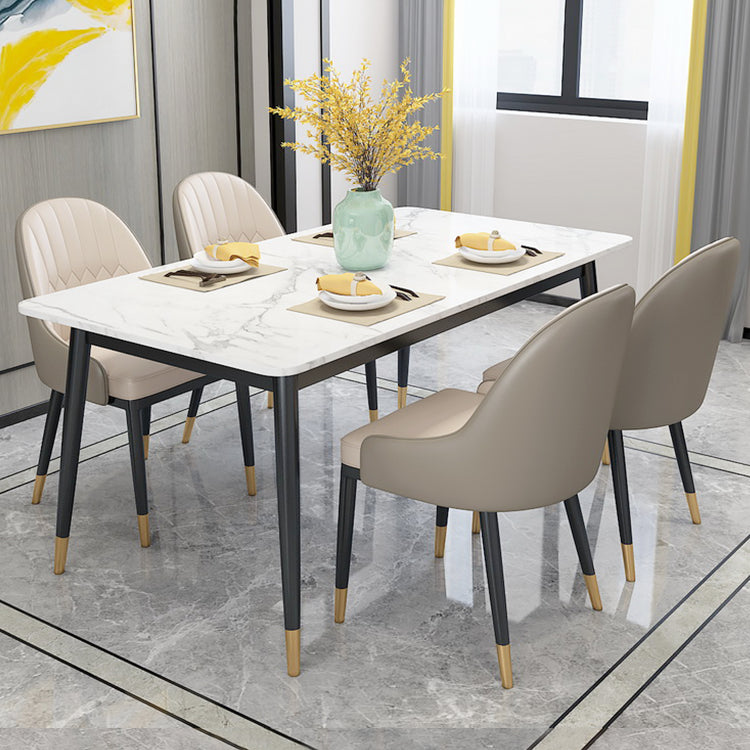 Modern Style Sintered Stone Dining Table with White Table and 4 Legs Base for Home Use