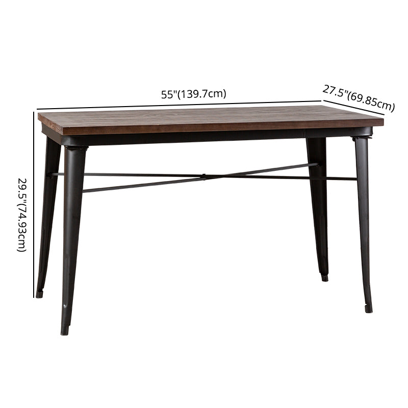 Industrial Dining Table Set with Rectangle Top and Black Base Kitchen Furniture