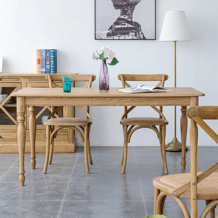 Traditional Solid Wood Dining Room Set with Rectangle Top and 4 Legs Base Dining Furniture