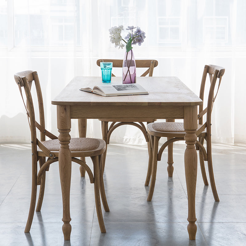 Traditional Solid Wood Dining Room Set with Rectangle Top and 4 Legs Base Dining Furniture