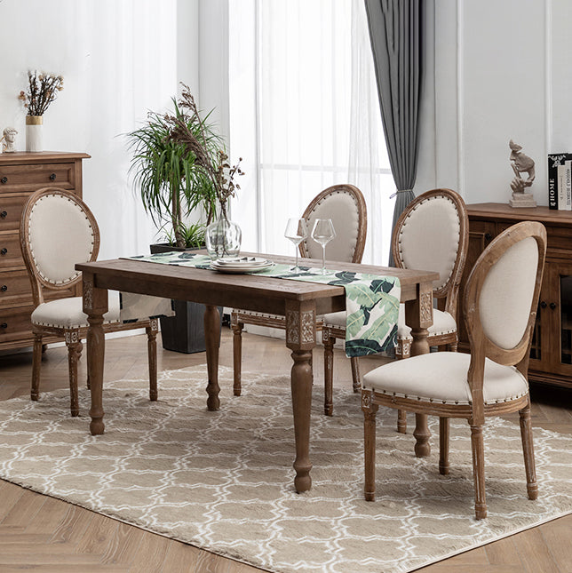 Country Solid Wood Dining Table Set with 4 Legs Base Dining Room Furniture for Home Use