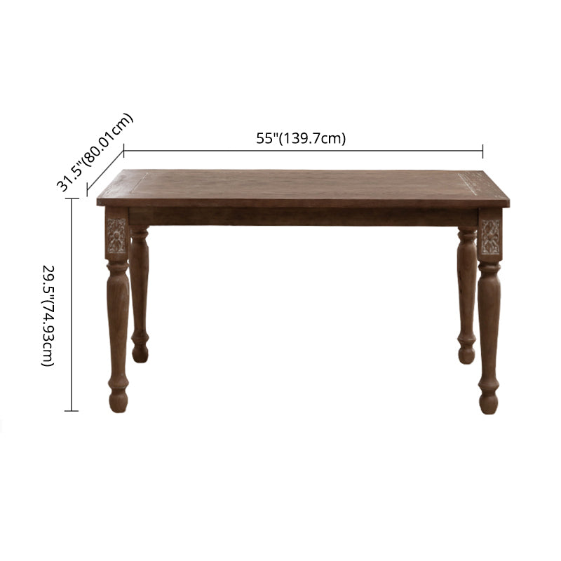 Country Solid Wood Dining Table Set with 4 Legs Base Dining Room Furniture for Home Use