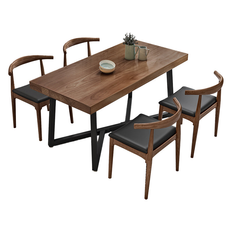 Modern Kitchen Dining Room Set with Wood Top and Trestle Base Furniture for Home Use