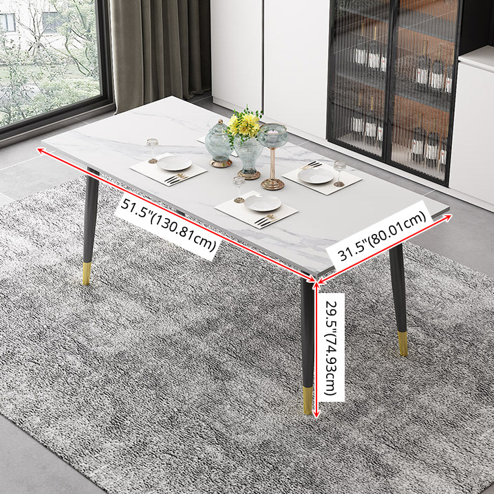 Traditional Sintered Stone Top Dining Set with 4 Black Metallic Legs for Dining Furniture