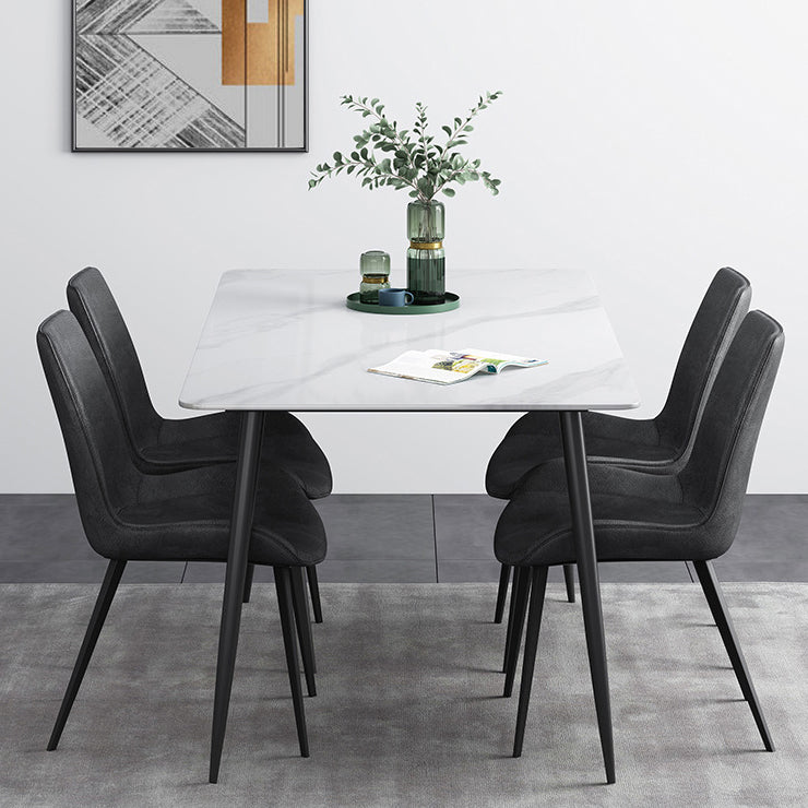 Modern Style Sintered Stone White Dining Room Set with Rectangle Table Dining Table Furniture