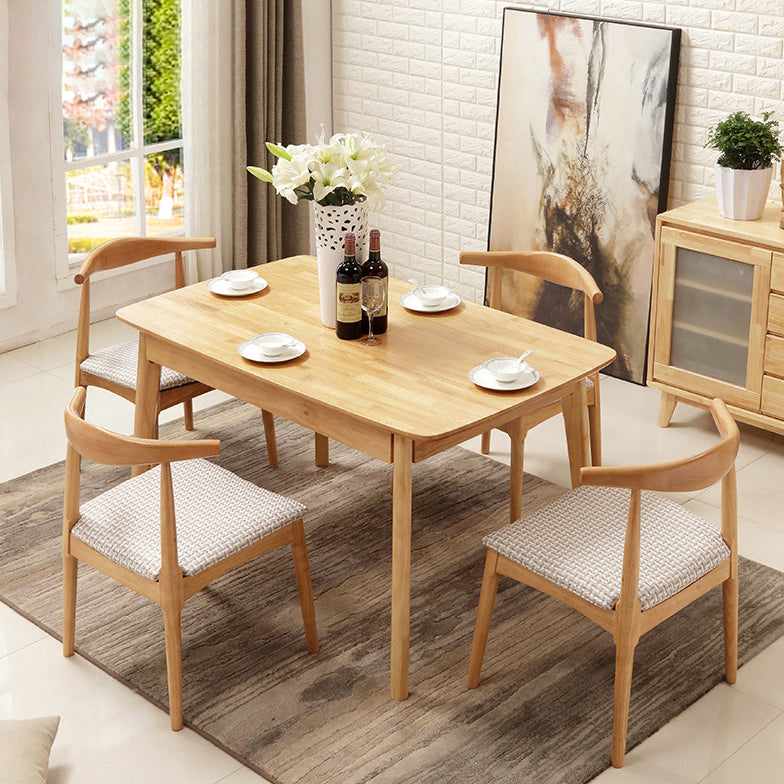 Modern Style Solid Wood Brown Dining Room Set with Rectangle Table Home Dining Table Furniture
