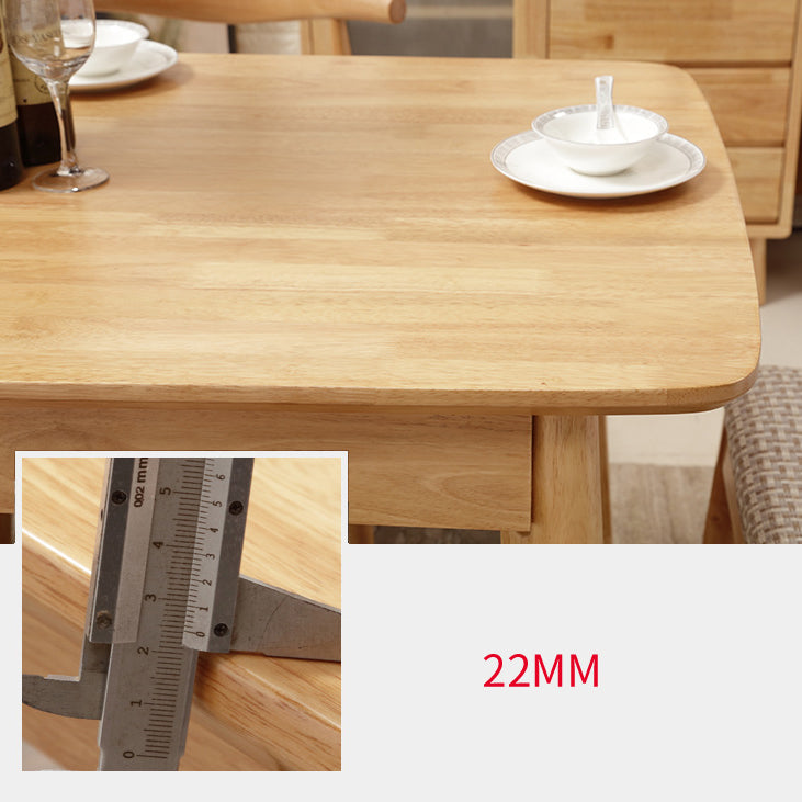 Modern Style Solid Wood Brown Dining Room Set with Rectangle Table Home Dining Table Furniture