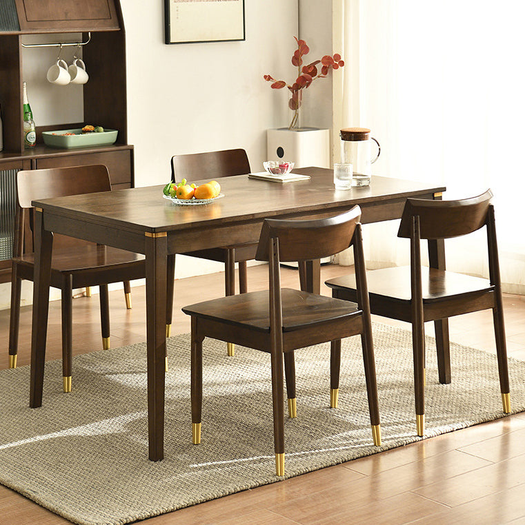 Modern Solid Wood Brown Dining Room Set with Rectangle Table Dining Table Furniture for Home Use
