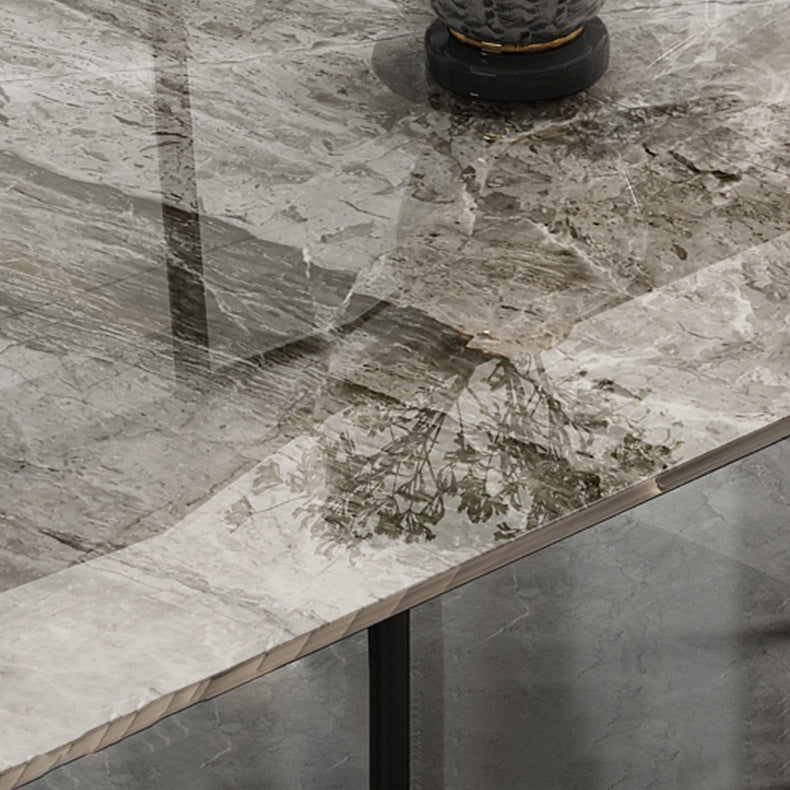 Modern Sintered Stone Dining Set with Rectangle Tabale and Metal Base Dining Set