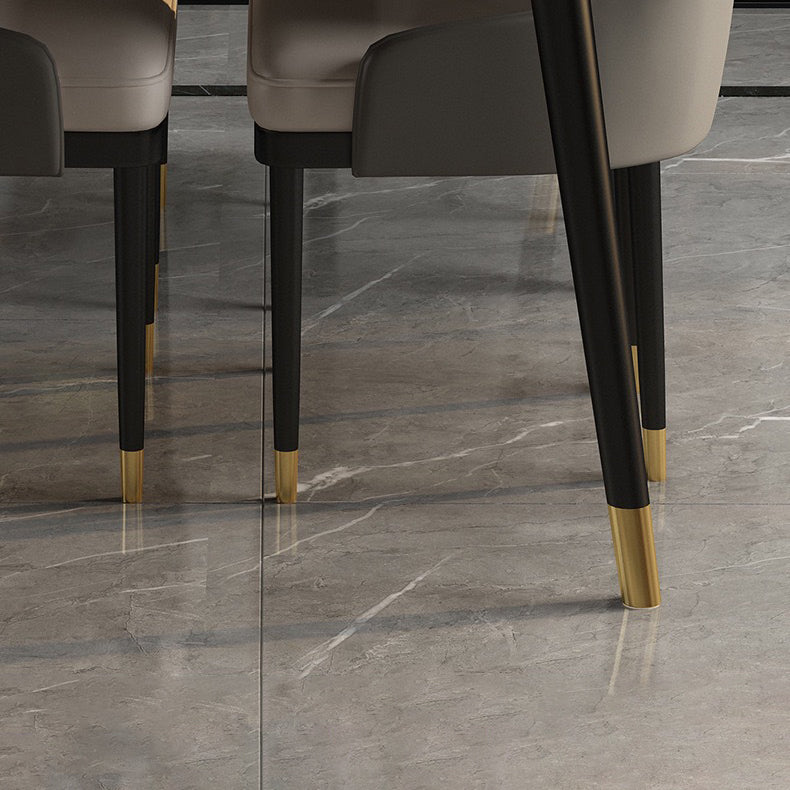 Modern Sintered Stone Dining Set with Rectangle Tabale and Metal Base Dining Set