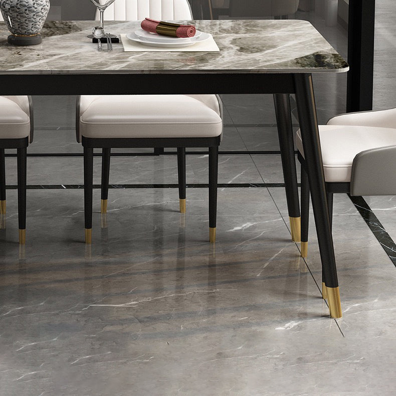 Modern Sintered Stone Dining Set with Rectangle Tabale and Metal Base Dining Set