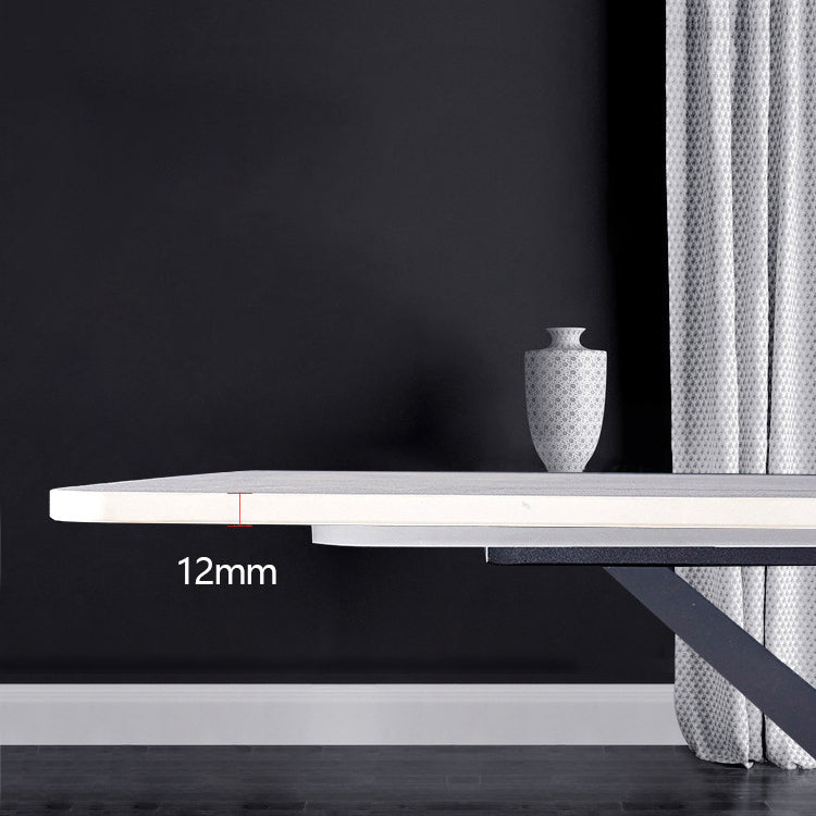 Modern Sintered Stone Gray Dining Set with Rectangle Tabale and Metal Base Dining Set