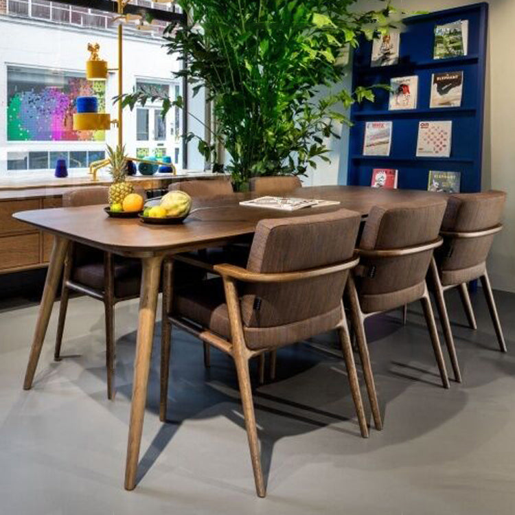 Contemporary Wooden Dining Room Set Rectangle Standard Height Formal Dining Table Furniture