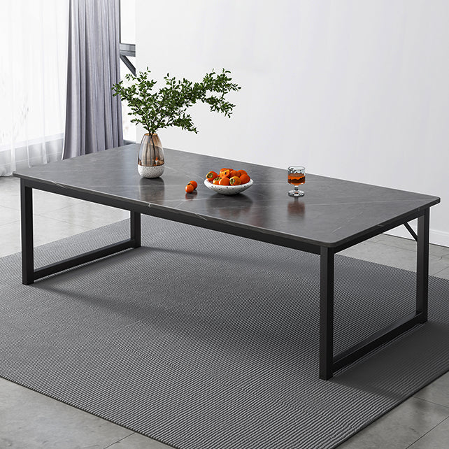 Modern Style Kitchen Rectangle Shape Dining Set Sintered Stone Standard Dining Set in Black