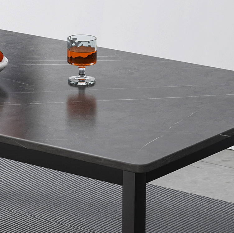 Modern Style Kitchen Rectangle Shape Dining Set Sintered Stone Standard Dining Set in Black