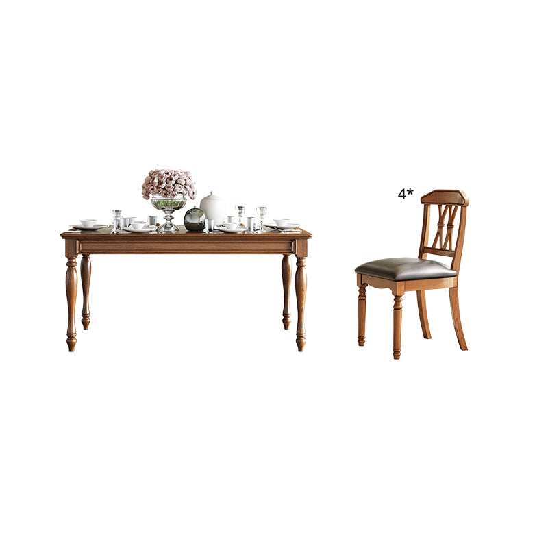 Traditional Solid Wood Dining Set Standard Height with Rectangle Top Dining Room Set