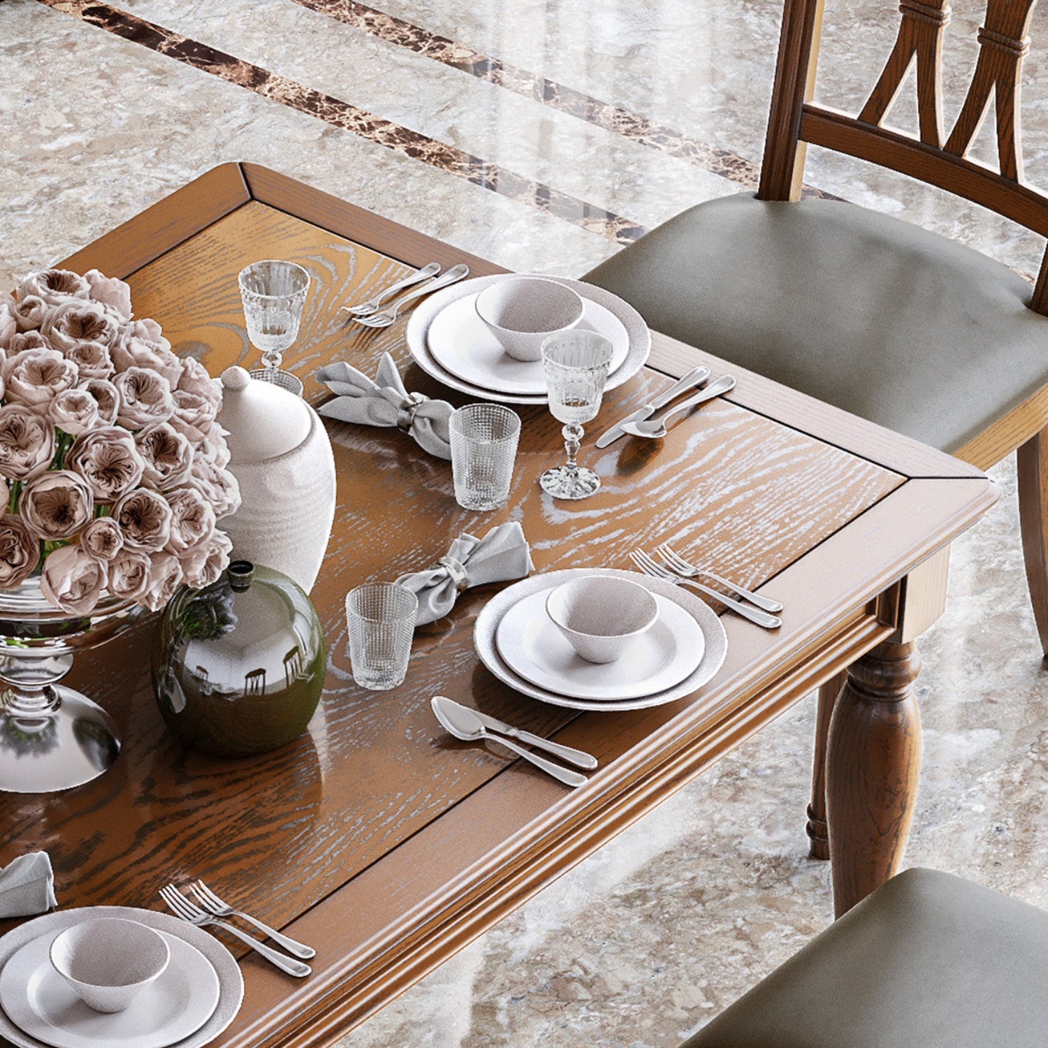 Traditional Solid Wood Dining Set Standard Height with Rectangle Top Dining Room Set