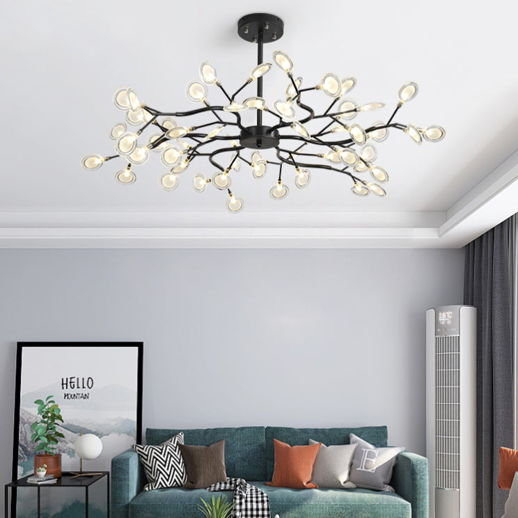 Modern Farmhouse Chandelier with Clear Acrylic Panels Shades Chandelier Lighting Fixtures