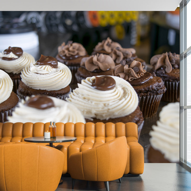 Cup Cake Wall Covering Mural Commercial Moisture Resistant Wall Decor, Custom Size