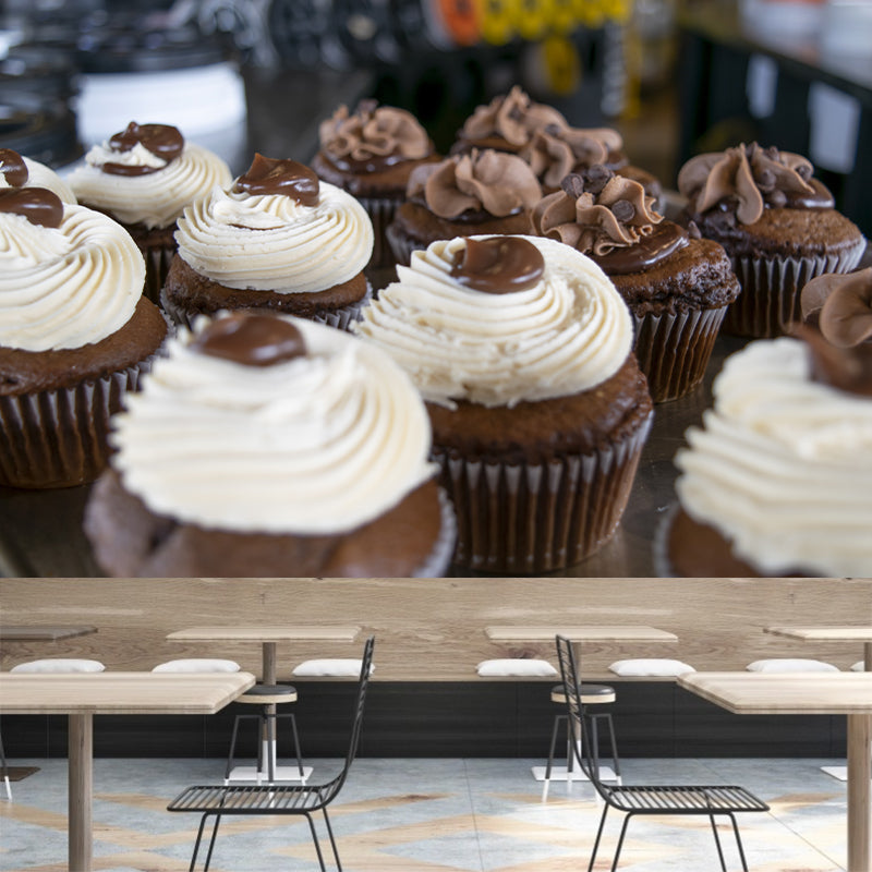 Cup Cake Wall Covering Mural Commercial Moisture Resistant Wall Decor, Custom Size