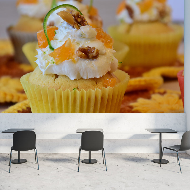 Cup Cake Wall Covering Mural Commercial Moisture Resistant Wall Decor, Custom Size