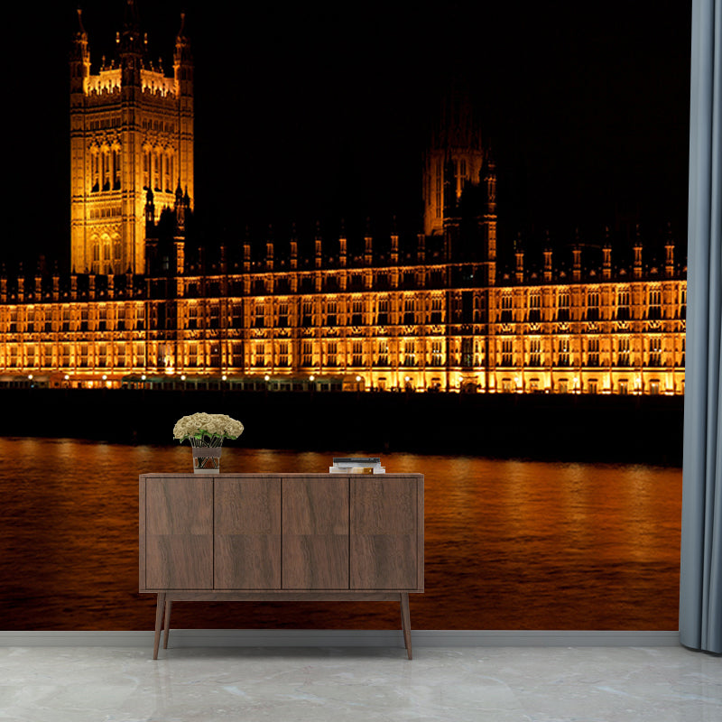 Dubai City Night View Wall Mural Waterproofing Wall Covering for Meeting Room